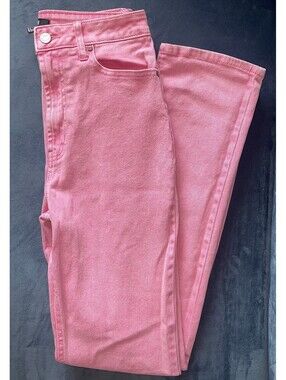 AFRM Pink Acid Wash High Rise Straight Leg Denim Jeans Size 27 Heston Bubble Gum